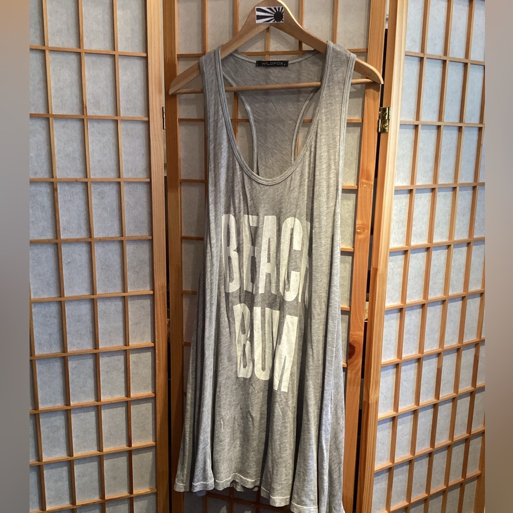 Wildfox Beach Bum Tank Racerback Dress Swimsuit Coverup Gray Women's Size Medium